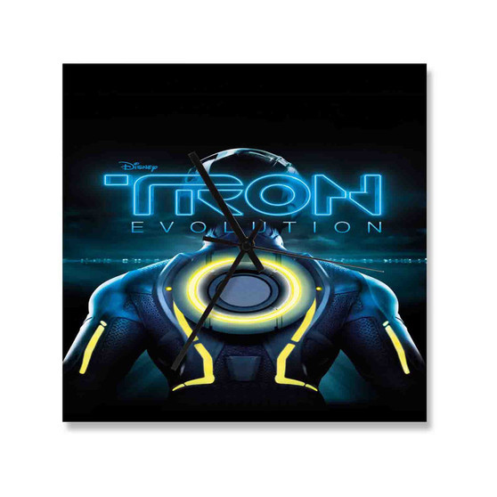 Tron Evolution Custom Wall Clock Square Wooden Silent Scaleless Black Pointers