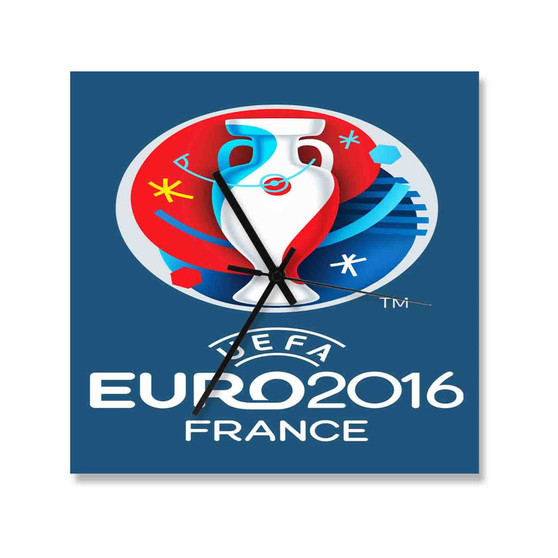 UEFA EURO France 2016 Custom Wall Clock Square Wooden Silent Scaleless Black Pointers