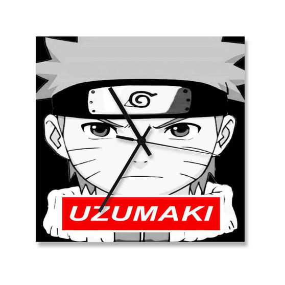 Uzumaki Naruto Face Custom Wall Clock Square Wooden Silent Scaleless Black Pointers