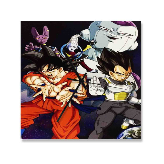 Vegeta Goku Whis Lord Beerus and Frieza Custom Wall Clock Square Wooden Silent Scaleless Black Pointers