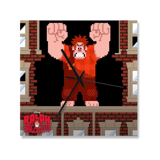 Wreck It Ralph Spaccatutto Custom Wall Clock Square Wooden Silent Scaleless Black Pointers