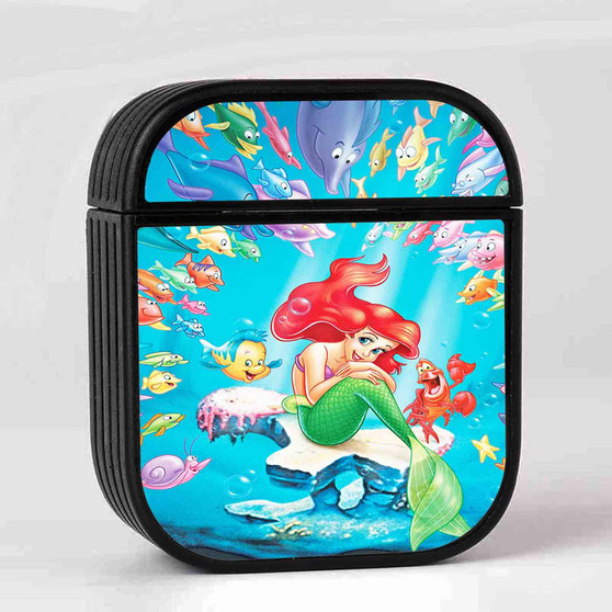 Disney Ariel The Little Mermaid With Little Fish Custom AirPods Case Cover Sublimation Hard Durable Plastic Glossy