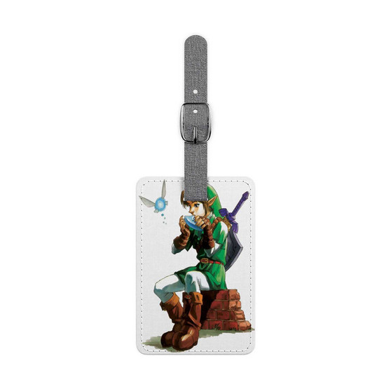 The Legend of Zelda Ocarina of Time Link Custom Polyester Saffiano Rectangle White Luggage Tag Card Insert