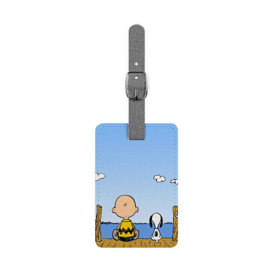 The Peanuts Snoopy and Charlie Brown Custom Polyester Saffiano Rectangle White Luggage Tag Card Insert