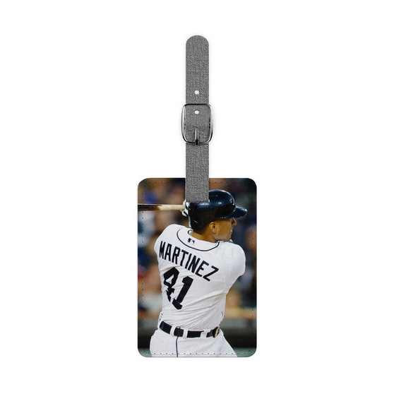 Victor Martinez Detroit Tigers Art Custom Polyester Saffiano Rectangle White Luggage Tag Card Insert
