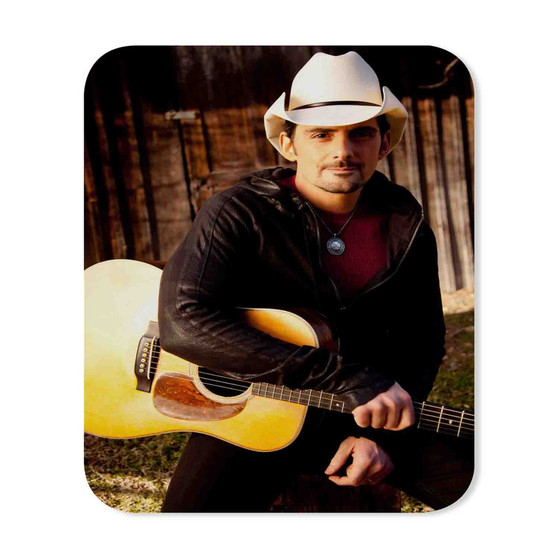 Brad Paisley With Guitar Custom Mouse Pad Gaming Rubber Backing