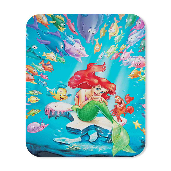 Disney Ariel The Little Mermaid With Little Fish Custom Mouse Pad Gaming Rubber Backing