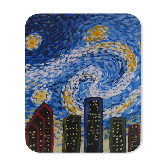 Starry Night Houston City Custom Mouse Pad Gaming Rubber Backing