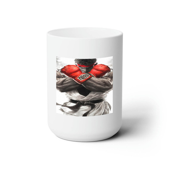 Street Fighter Ryu Custom White Ceramic Mug 15oz Sublimation BPA Free