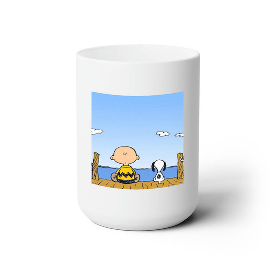 The Peanuts Snoopy and Charlie Brown Custom White Ceramic Mug 15oz Sublimation BPA Free