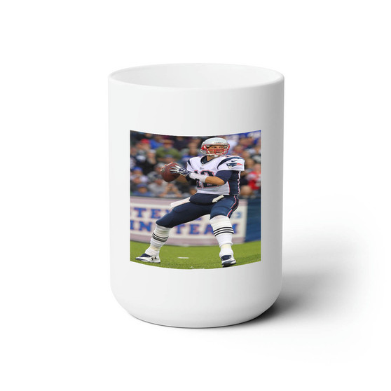 Tom Brady New England Patriots Art Custom White Ceramic Mug 15oz Sublimation BPA Free