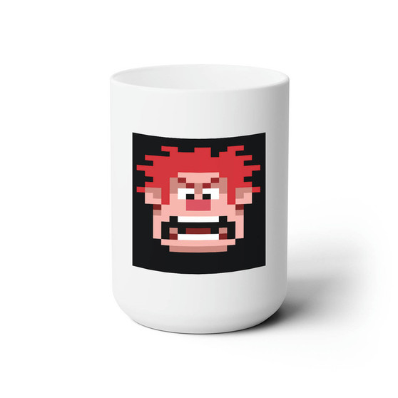 Wreck It Ralph Disney Pixel Art Custom White Ceramic Mug 15oz Sublimation BPA Free