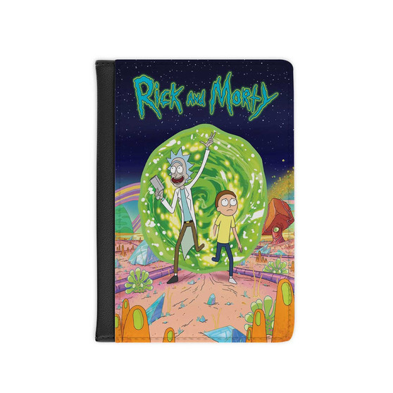 Rick and Morty Time Travel Custom PU Faux Leather Passport Cover Wallet Black Holders Luggage Travel