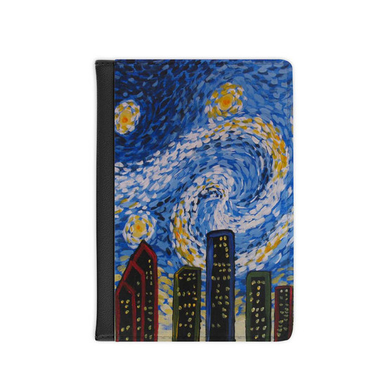 Starry Night Houston City Custom PU Faux Leather Passport Cover Wallet Black Holders Luggage Travel