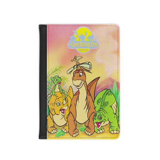 The Land Before Time Art Custom PU Faux Leather Passport Cover Wallet Black Holders Luggage Travel