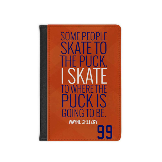 Wayne Gretzky 99 Edmonton Oilers Quotes Custom PU Faux Leather Passport Cover Wallet Black Holders Luggage Travel