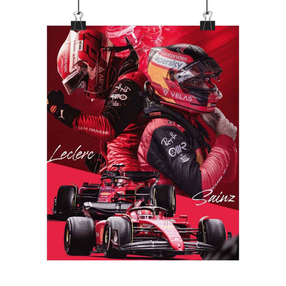 Charles Leclerc and Carlos Sainz Art Satin Silky Poster for Home Decor
