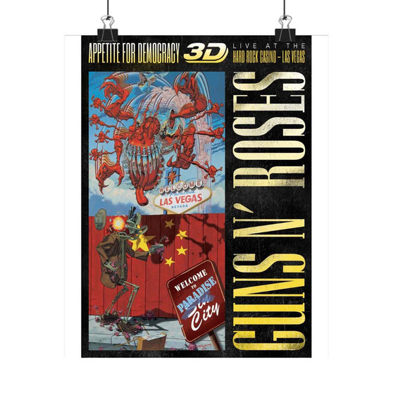 Guns N Roses Appetite for Democracy 3 D Art Satin Silky Poster for Home Decor