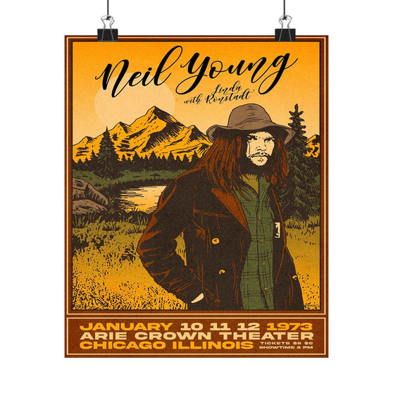 Neil Young Chicago 1973 Art Satin Silky Poster for Home Decor