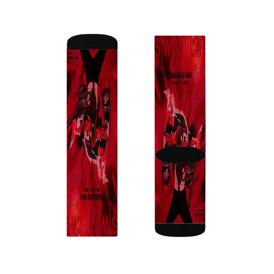 Chainsaw Man Movie Polyester Sublimation Socks White