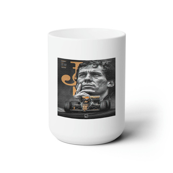 Ayrton Senna F1 Legend White Ceramic Mug 15oz With BPA Free