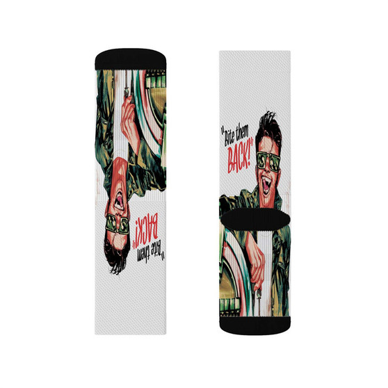 Bite Them Back Vampire Polyester Sublimation Socks White