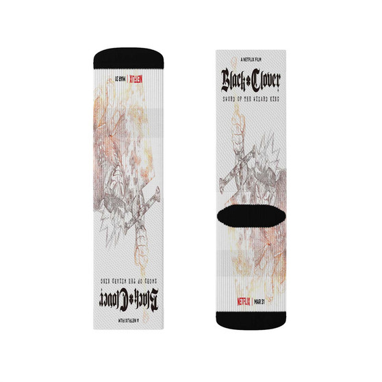 Black Clover Sword of The Wizard King Polyester Sublimation Socks White