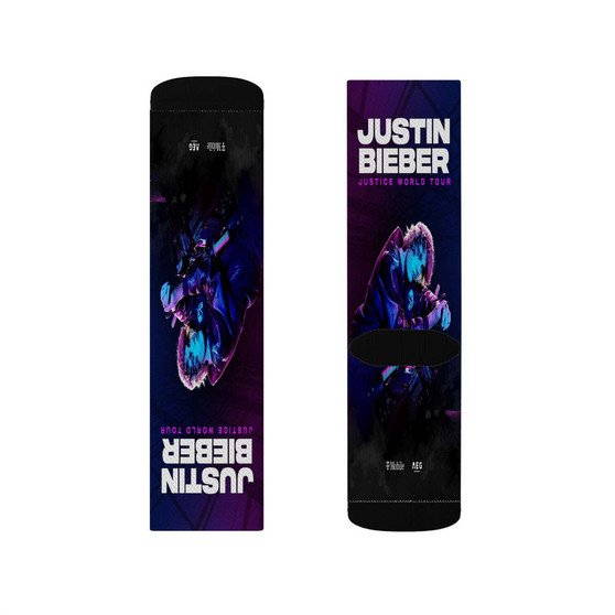 Justin Bieber Justice World Tour 2022 Polyester Sublimation Socks White