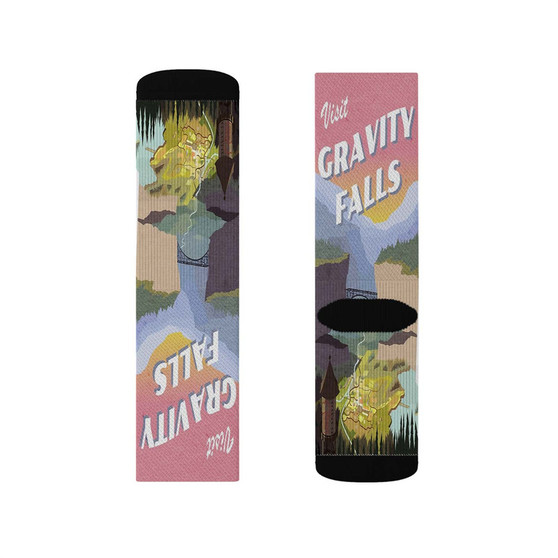 Visit Gravity Falls Polyester Sublimation Socks White