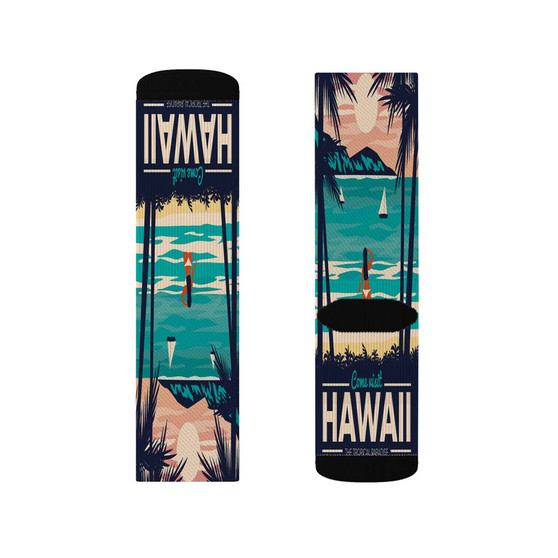 Visit Hawaii Polyester Sublimation Socks White