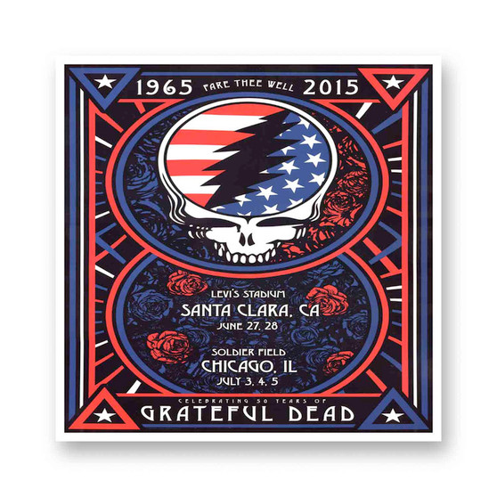 Grateful Dead Fare Thee Well Poster White Transparent Vinyl Kiss-Cut Stickers