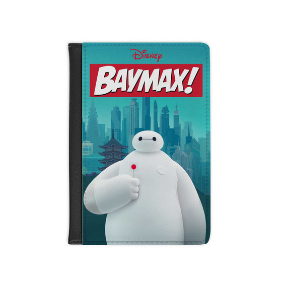 Disney Baymax PU Faux Black Leather Passport Cover Wallet Holders Luggage Travel