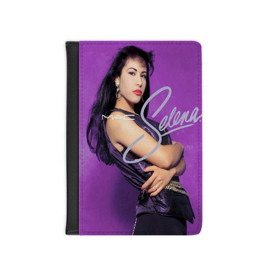 Selena Quintanilla PU Faux Black Leather Passport Cover Wallet Holders Luggage Travel