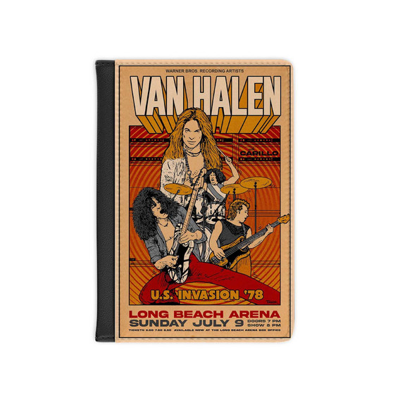 Van Halen Tour PU Faux Black Leather Passport Cover Wallet Holders Luggage Travel