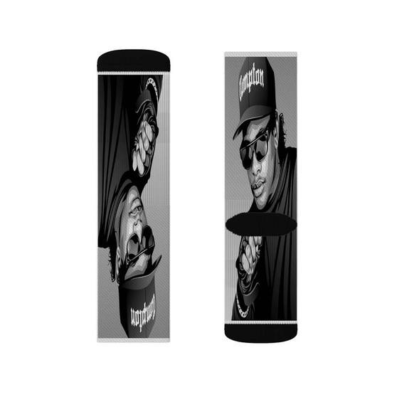 Eazy E Hip Hop Polyester Sublimation Socks White