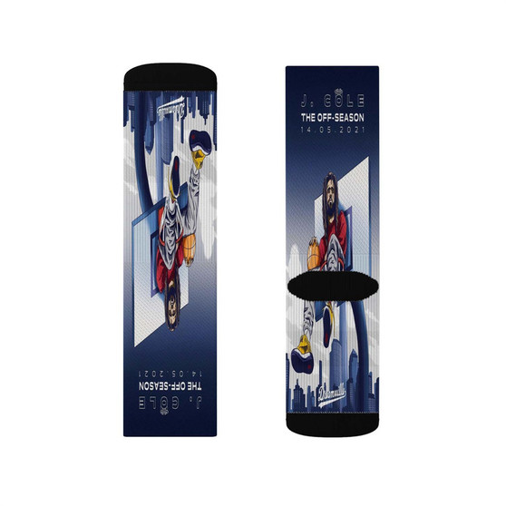 J Cole The Off Season 2 Polyester Sublimation Socks White