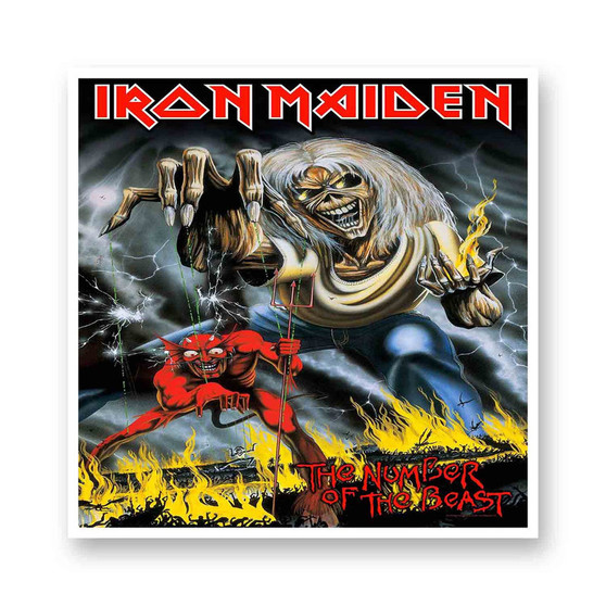 Iron Maiden The Number of The Beast White Transparent Vinyl Kiss-Cut Stickers