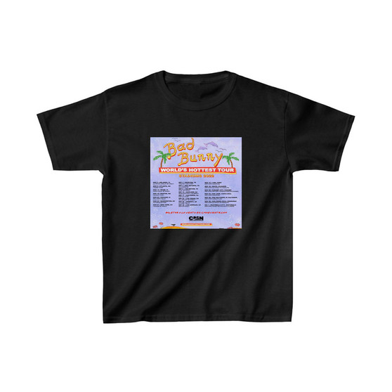Bad Bunny World s Hottest Tour 2022 Kids T-Shirt Unisex Clothing Heavy Cotton Tee