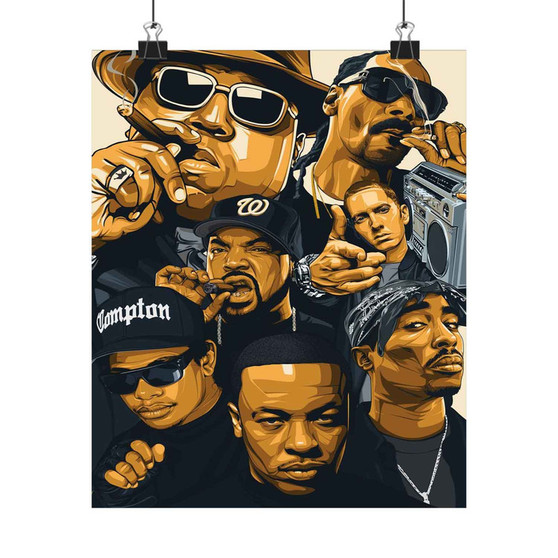 Eminem Tupac Biggie Snoop Dogg Ice Cube Art Print Satin Silky Poster for Home Decor