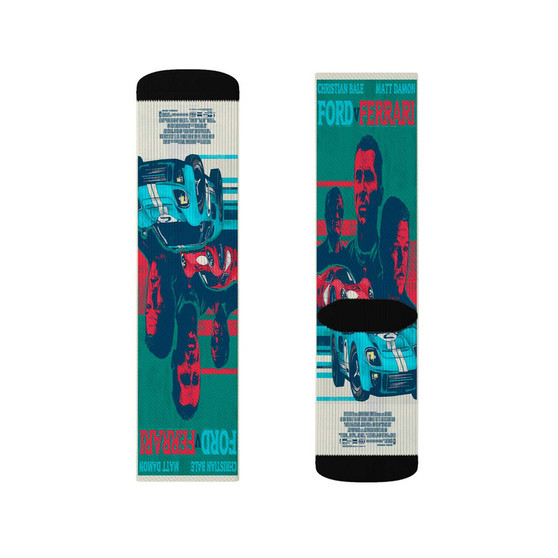 Ford V Ferrari Movie Polyester Sublimation Socks Unisex Regular Fit White