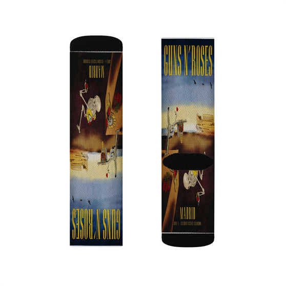 Guns N Roses Madrid Spain Polyester Sublimation Socks Unisex Regular Fit White