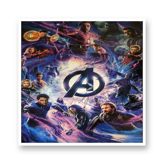 Avengers Poster Signed By Cast White Transparent Vinyl Glossy Kiss-Cut Stickers