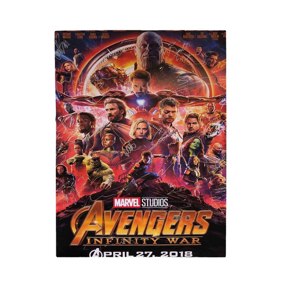 Avengers Infinity War Poster Signed By Cast Polyester Bedroom Family Velveteen Plush Blanket