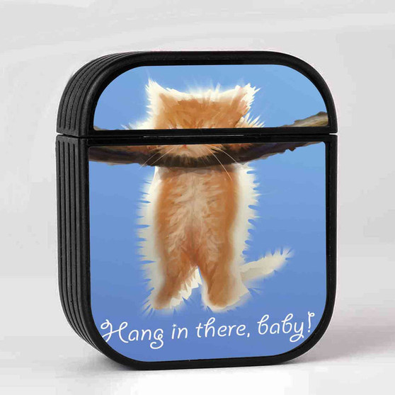 Hang In There Cat Kitten Case for AirPods Sublimation Slim Hard Plastic Glossy