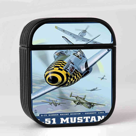 P51 Mustang 1944 Case for AirPods Sublimation Slim Hard Plastic Glossy