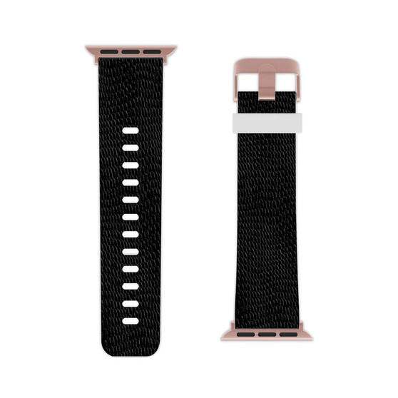 Black Snake Skin Professional Grade Thermo Elastomer Replacement Watch Band for Apple Watch