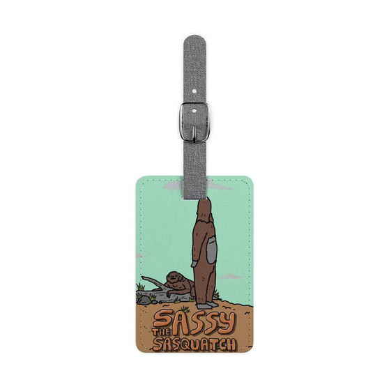 Sassy the Sasquatch Saffiano Polyester Rectangle White Luggage Tag