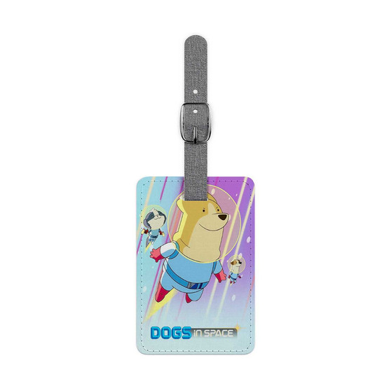 Dogs in Space Saffiano Polyester Rectangle White Luggage Tag