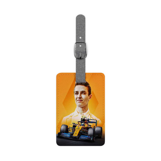 Lando Norris F1 Mc Laren Saffiano Polyester Rectangle White Luggage Tag