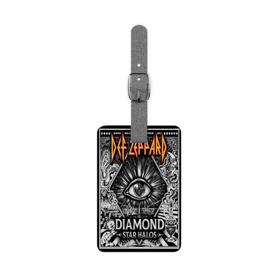 Def Leppard Diamond Star Halos Saffiano Polyester Rectangle White Luggage Tag